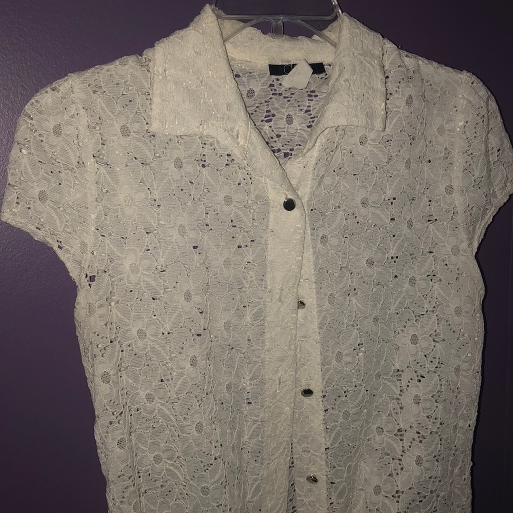 Lace Button Down